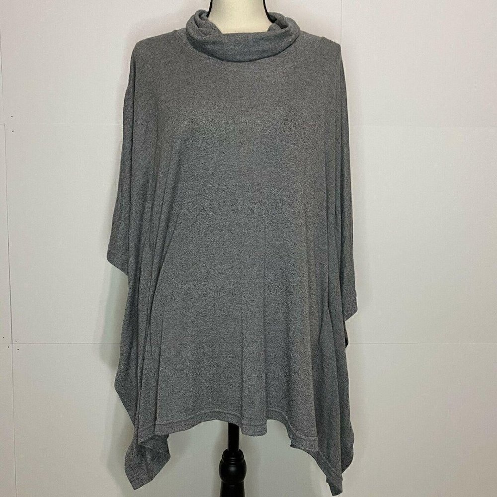 Natori Small Dressy Draped Cowl Neck Blouse/Top Poncho Sz Small Gray